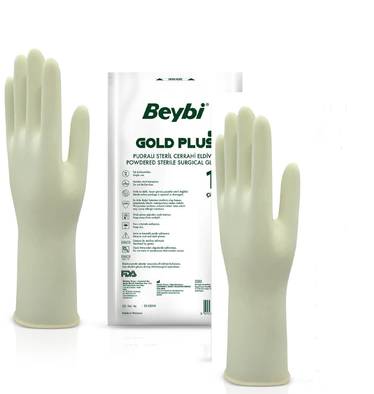 Beybi Gold Steril Latex Cerrahi Eldiven  250 Çift