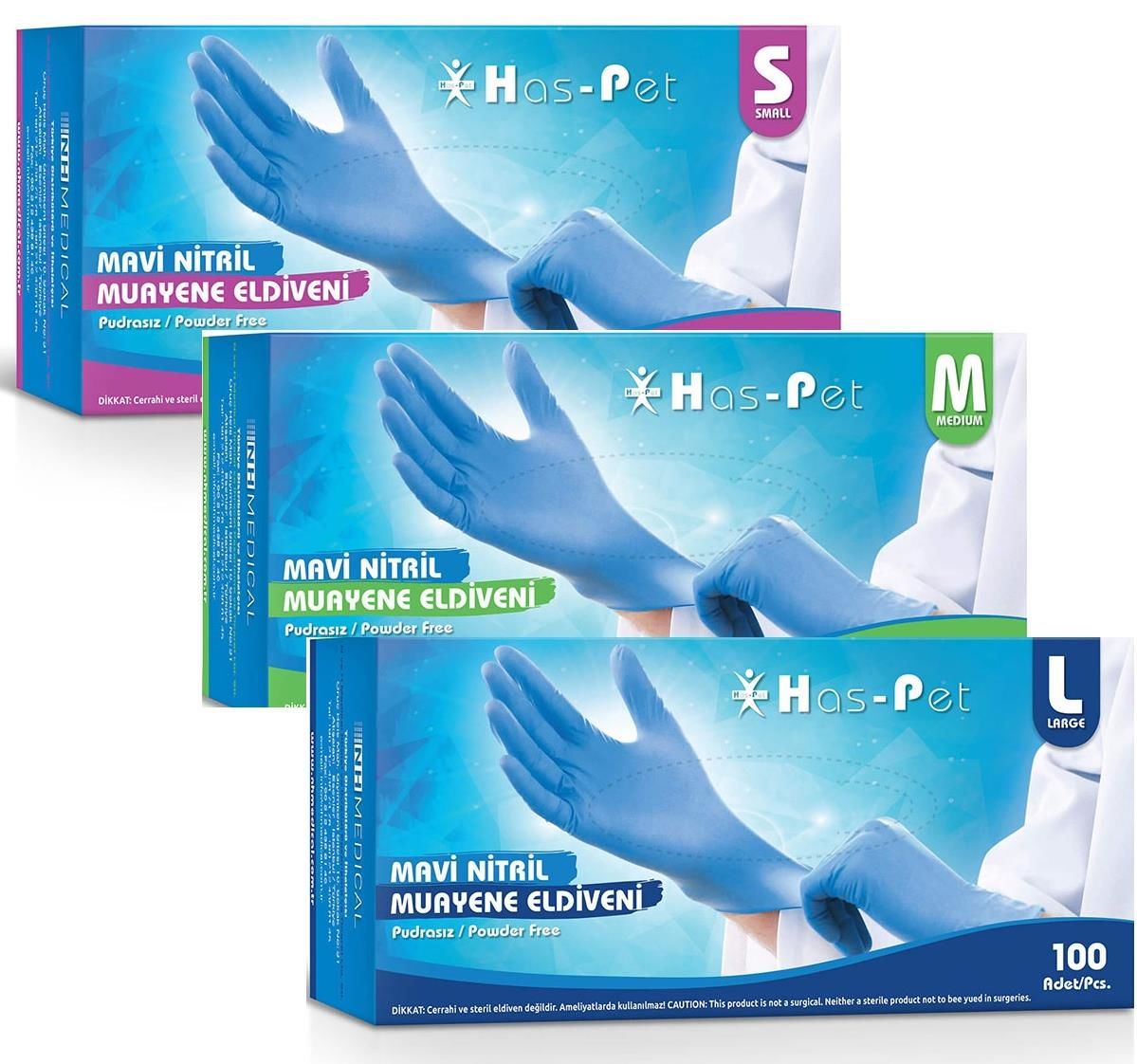 Haspet Mavi Nitril Muayene Eldiveni 20 Paket