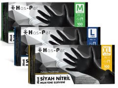 Haspet Siyah Nitril Muayene Eldiveni 10 Paket