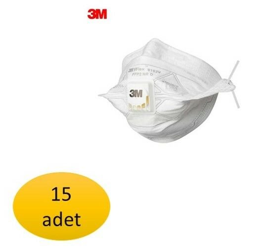 3M 3M 9162E N95 Medikal Solunum Maskesi, FFP2, Ventilli 15 Adet